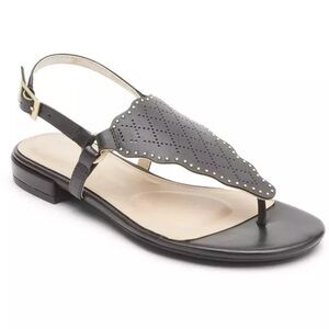 ROCKPORT ZOSIA TOTAL MOTION Womens Black Slingback Leather Sandals Comfort EUC